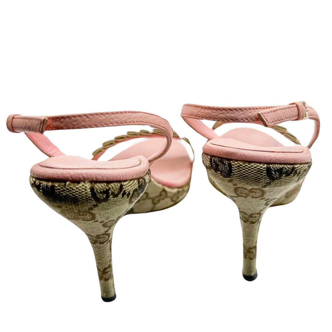 Pink Gucci monogram heels size 37